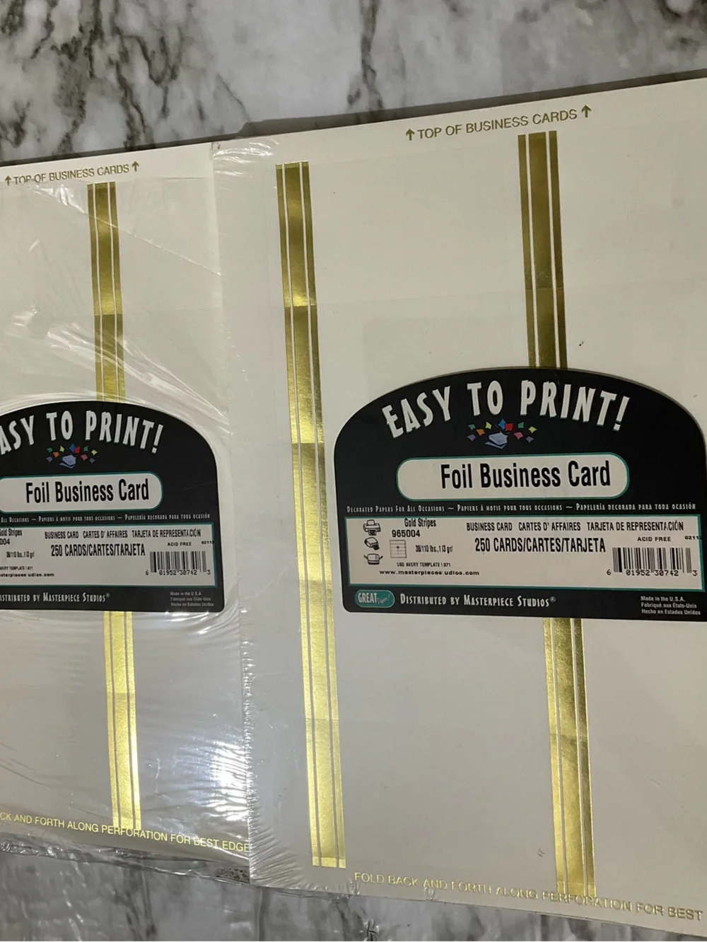 Specialty Tri-Fold Brochures and Foil Business Cards White Cream Stationery